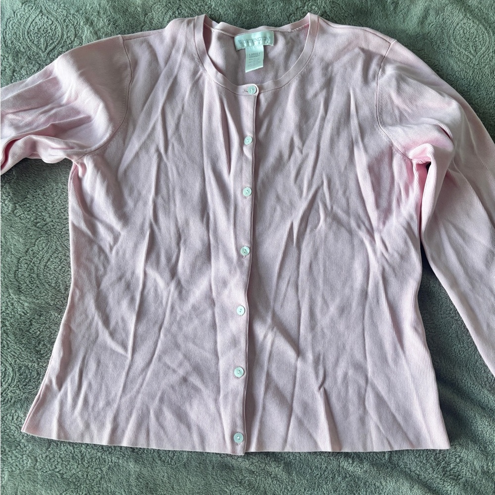 Worthington Pastel Pink Crewneck Cardigan